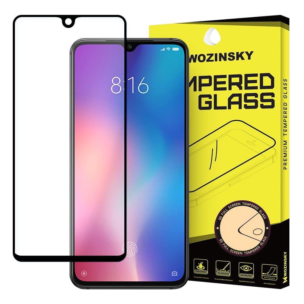 FULL SIZE Xiaomi Mi 9 SE PANSERGLAS – SORT