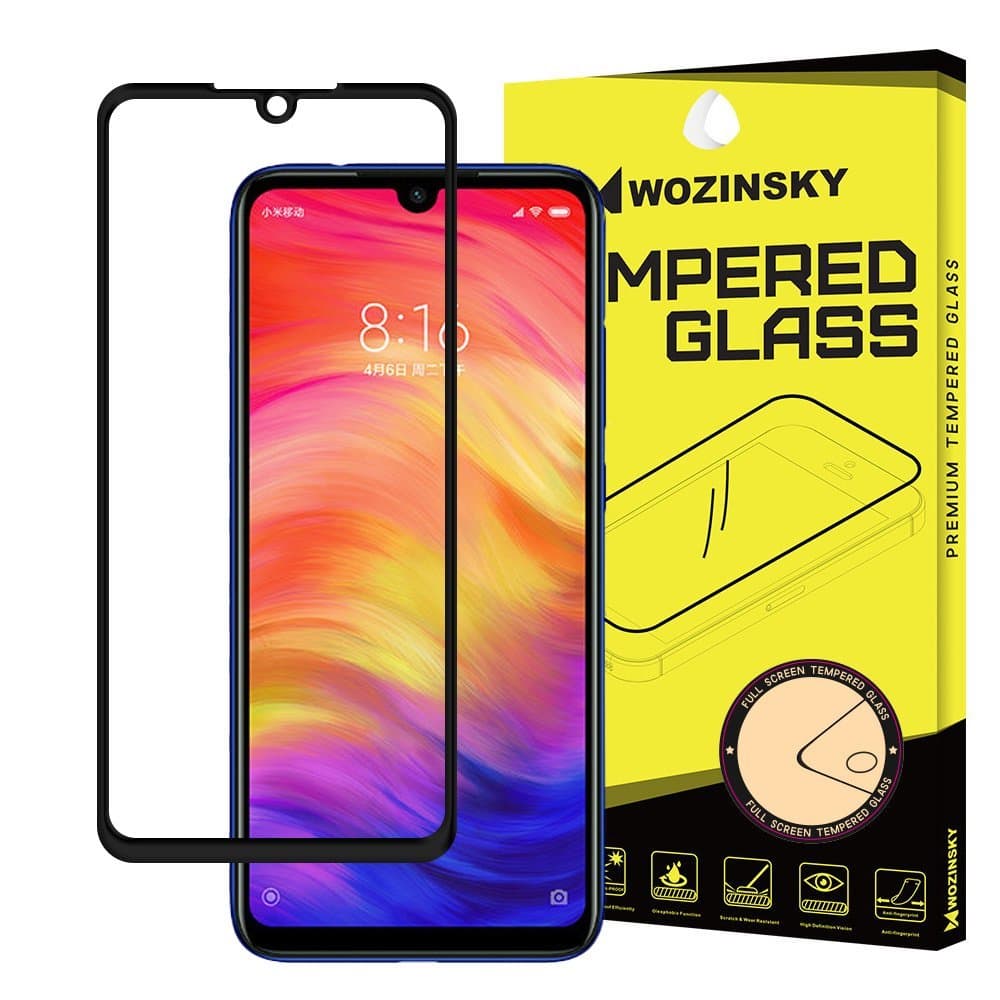 FULL SIZE Xiaomi Redmi Note 7 PANSERGLAS – SORT