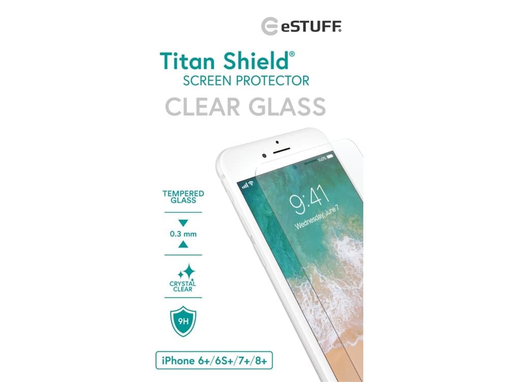 eSTUFF Titan Shield - Skjermbeskyttelse for mobiltelefon - blank (en pakke 25) - for Apple iPhone 6 Plus, 6s Plus, 7 Plus, 8 Plus