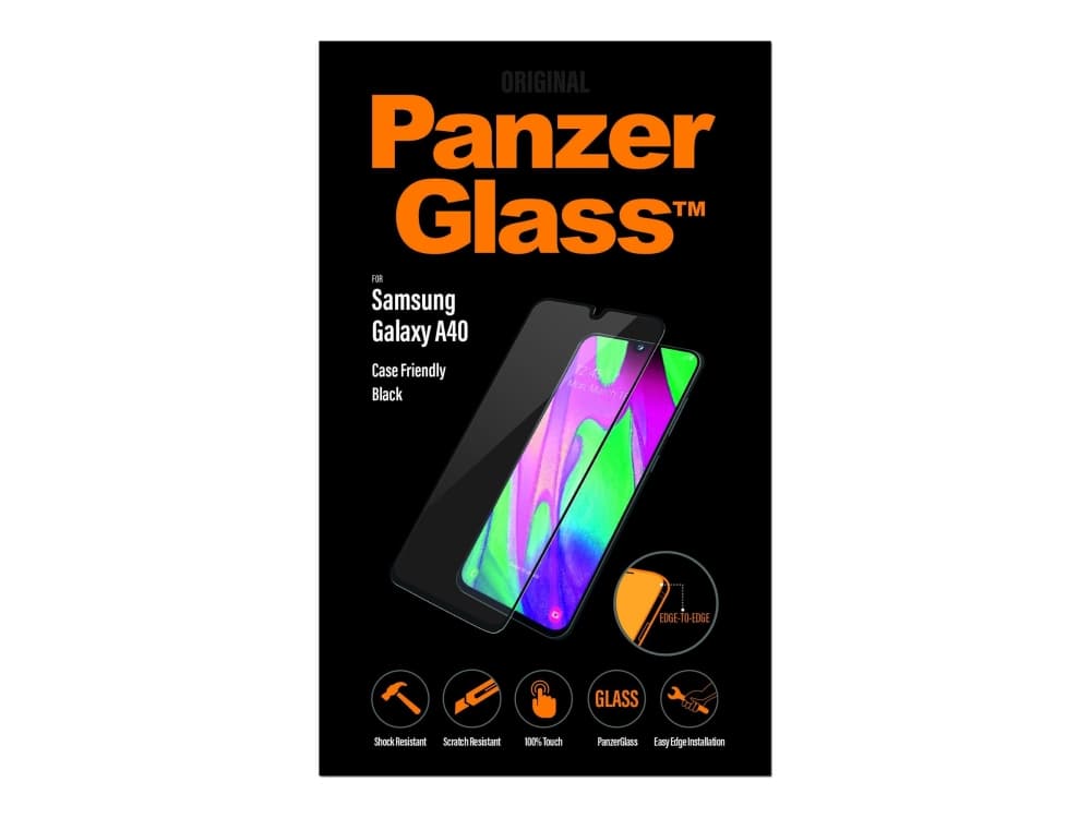 PanzerGlass Case Friendly - Skjermbeskyttelse for mobiltelefon - svart, krystallklar - for Samsung Galaxy A40
