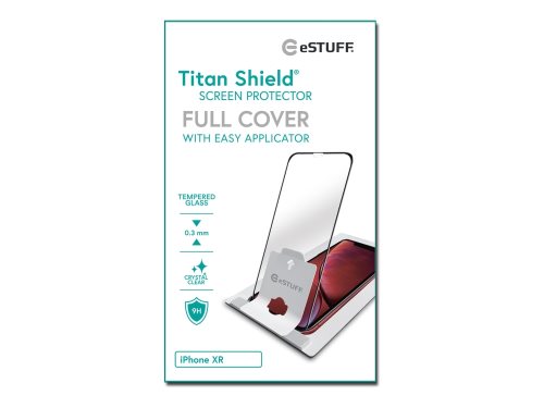 Bild av eSTUFF Titan Shield Fullcover - Skärmskydd för mobiltelefon - glass - 6.1" - transparent - frame color black - för Apple iPhone 11, XR