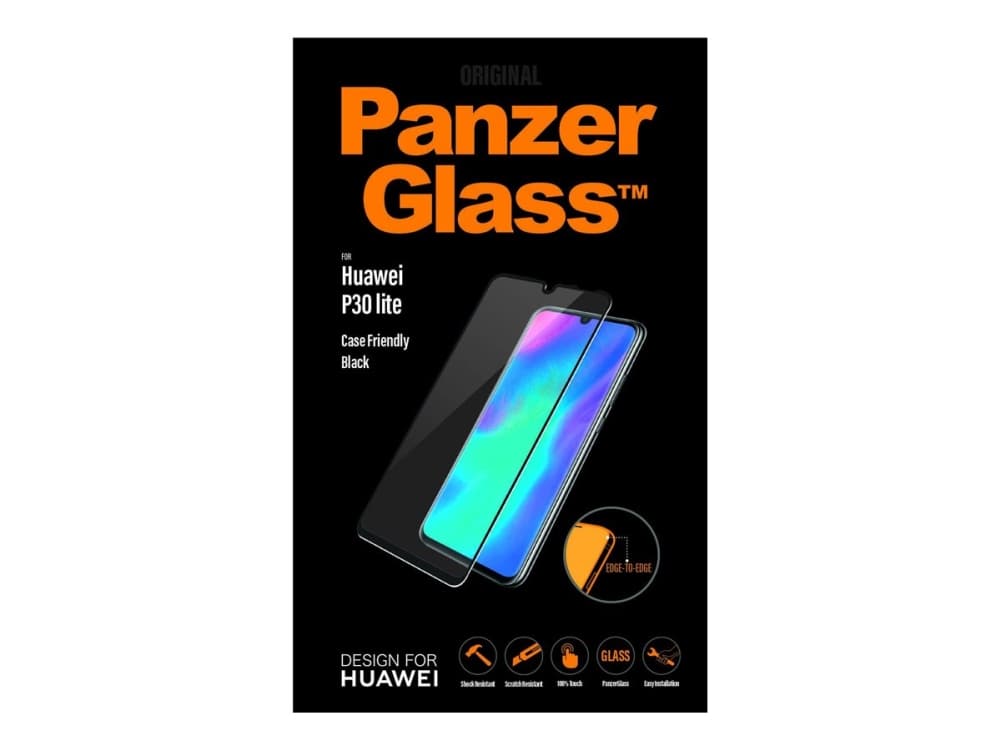 PanzerGlass Case Friendly - Skjermbeskyttelse for mobiltelefon - svart, krystallklar - for Huawei P30 lite