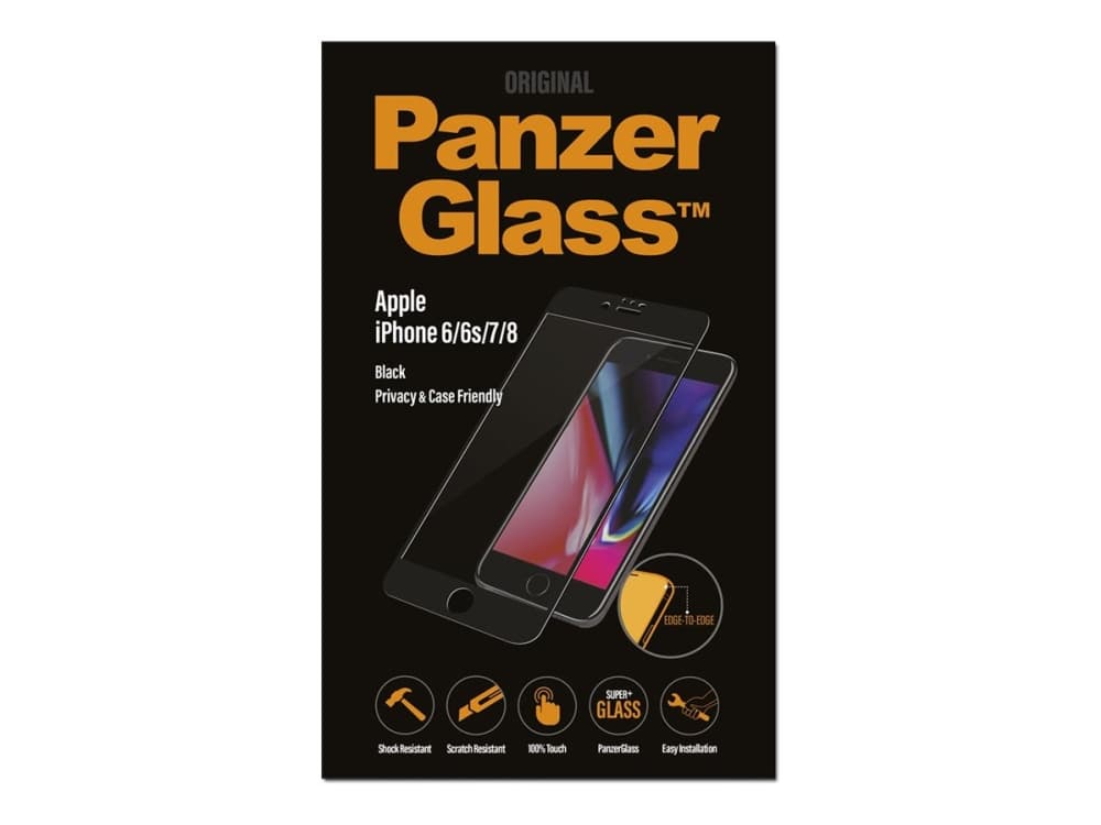PanzerGlass Privacy & Case Friendly - Skjermpersonvernfilter for mobiltelefon - svart - for Apple iPhone 6, 6s, 7, 8