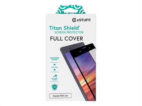 Bild av eSTUFF Titan Shield Fullcover - Skärmskydd för mobiltelefon - glass - transparent - frame color black - för Huawei P30 lite