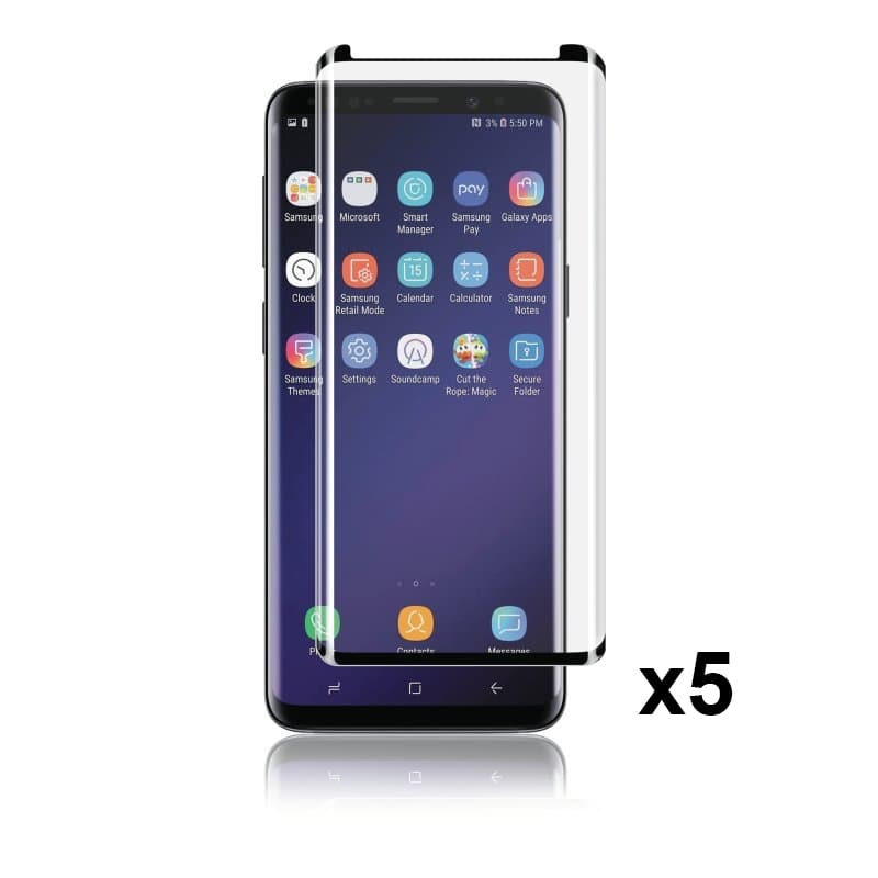 Panzer Samsung S9+, 5-pack, Curved Glass, 9H, svart