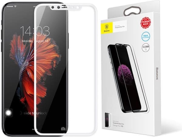 Baseus Baseus Apple silk glass iPhone X with a flexible white frame