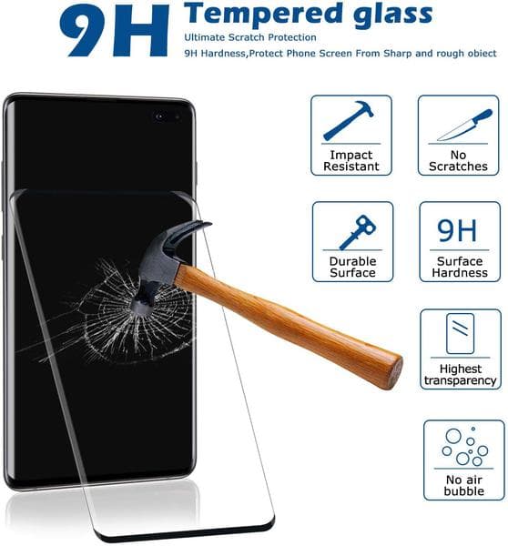 2 st heltäckande härdat glas för Samsung s10 plus