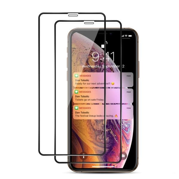 2 st härdad glas för iphone 11 pro max svart