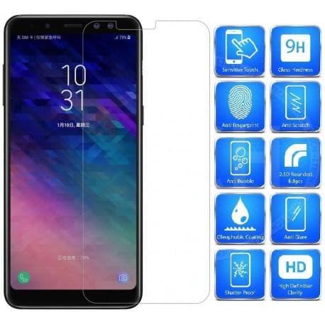 2-PACK Samsung A8 2018 hærdet glas 0,26 mm 2,5D 9H
