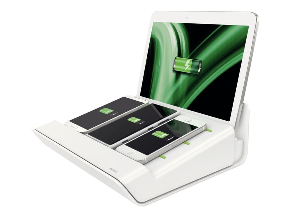 Leitz Complete Multicharger XL - Laddningsställ - 2 A - 4 utdatakontakter - på kabel: Micro-USB - vit