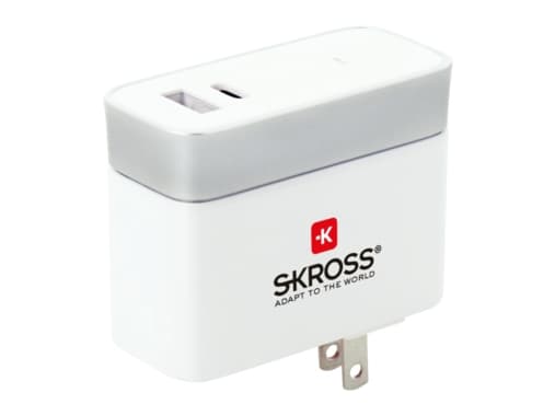 Skross US USB Charger Type-C, Innendørs, AC, 5 V, 5,4 A, Grå, Hvit
