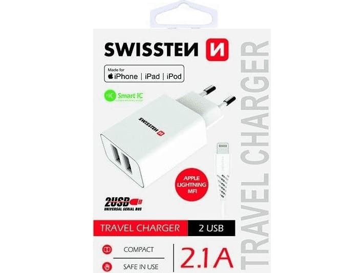 Swissten 2x USB-A 2.1 A laturi (22055000)