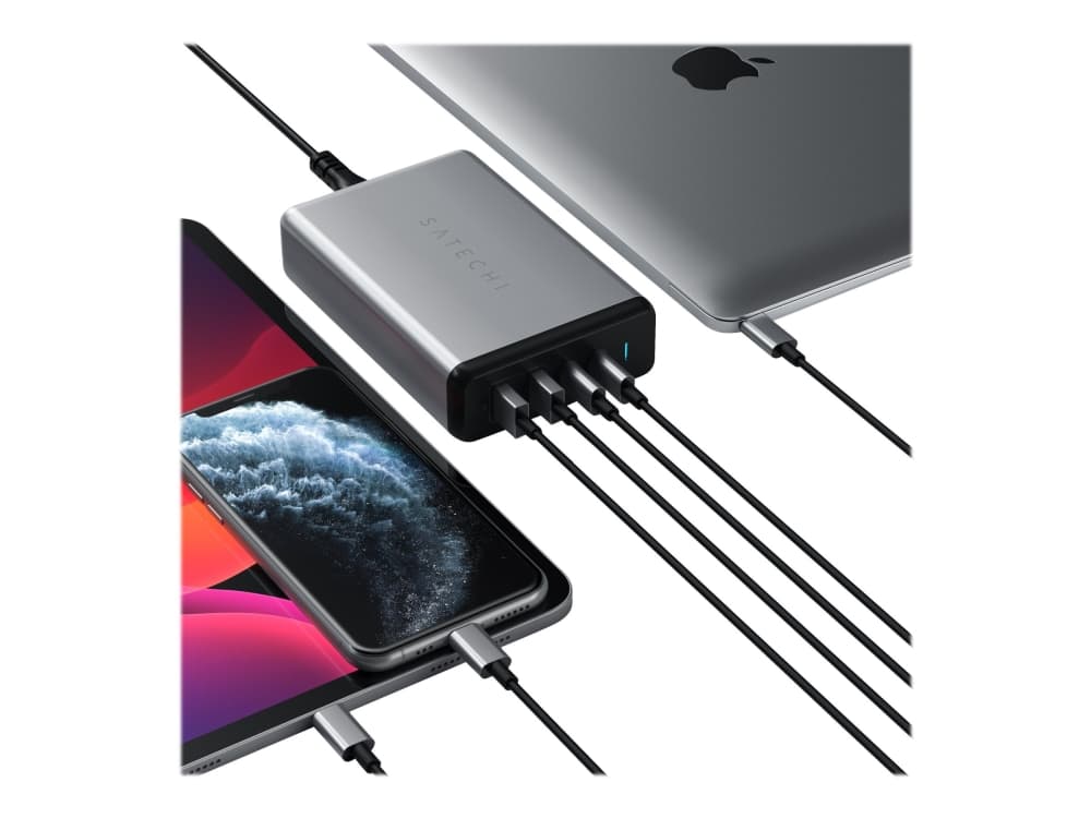 Satechi 108W Pro USB-C PD Desktop Charger - Strømadapter - AC 100-240 V - 108 watt - utgangskontakter: 4