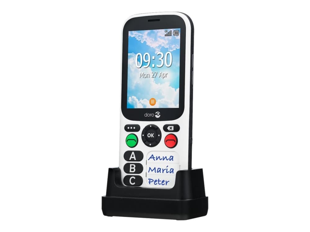 DORO 780X - Mobiltelefon - dual-SIM - 4G LTE - 4 GB - microSD slot, - microSD slot - 320 x 240 pixlar - RAM 512 MB - svart, vit