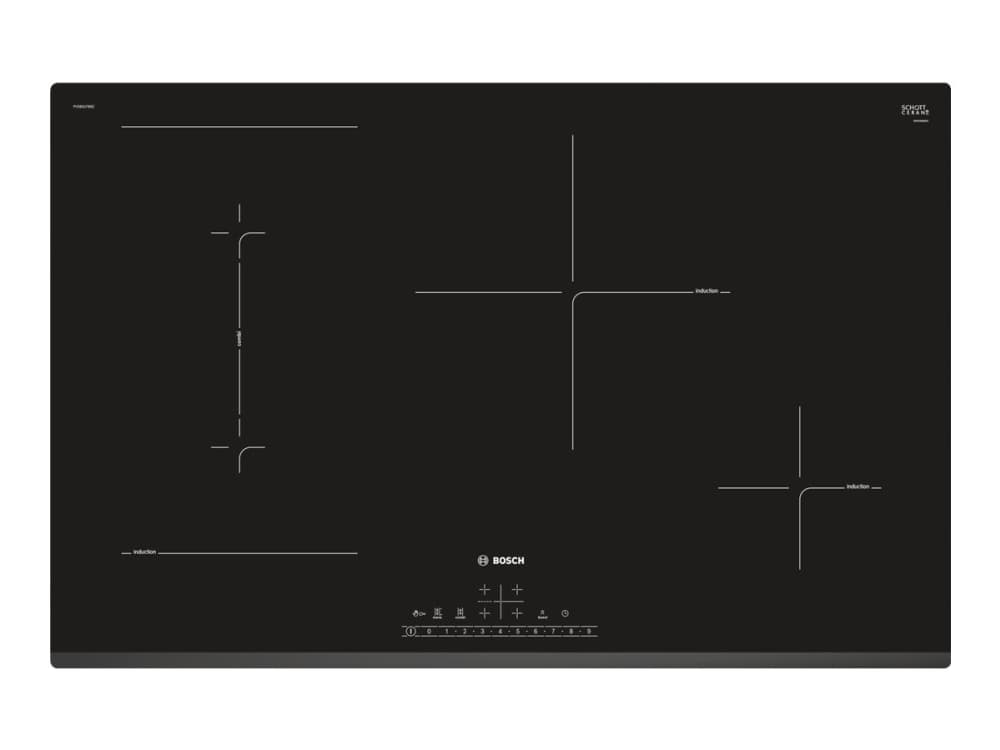 Bosch Serie 6 PVS831FB5E - Induksjonskomfyrtopp - 4 plater - Nisje - bredde: 75 cm - dybde: 49 cm - svart - med avfaset front