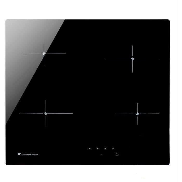 Kontinental edison CECP104RP2 - Keramisk kogeplade - 4 områder - 6000 W - B 59 x D 52 cm - Glasbelægning - Sort