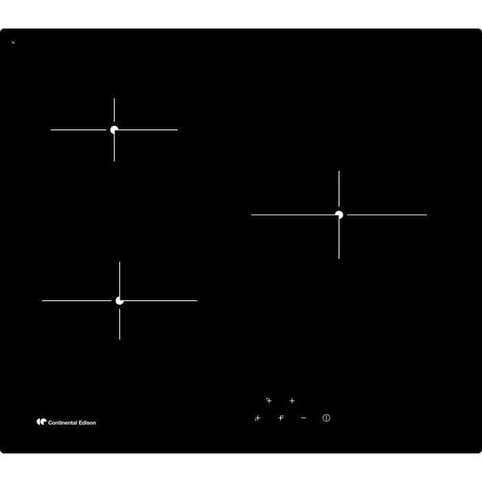 CONTINENTAL EDISON - TV3ZSE - Vitrokeramisk spis - 3 zoner - 5300W - L59xP52cm - Glasbeläggning - Svart