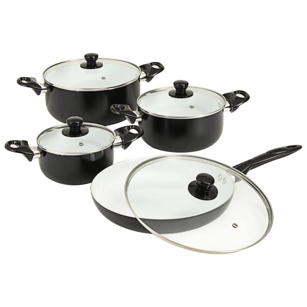 vidaXL grydesæt 8 dele sort aluminium