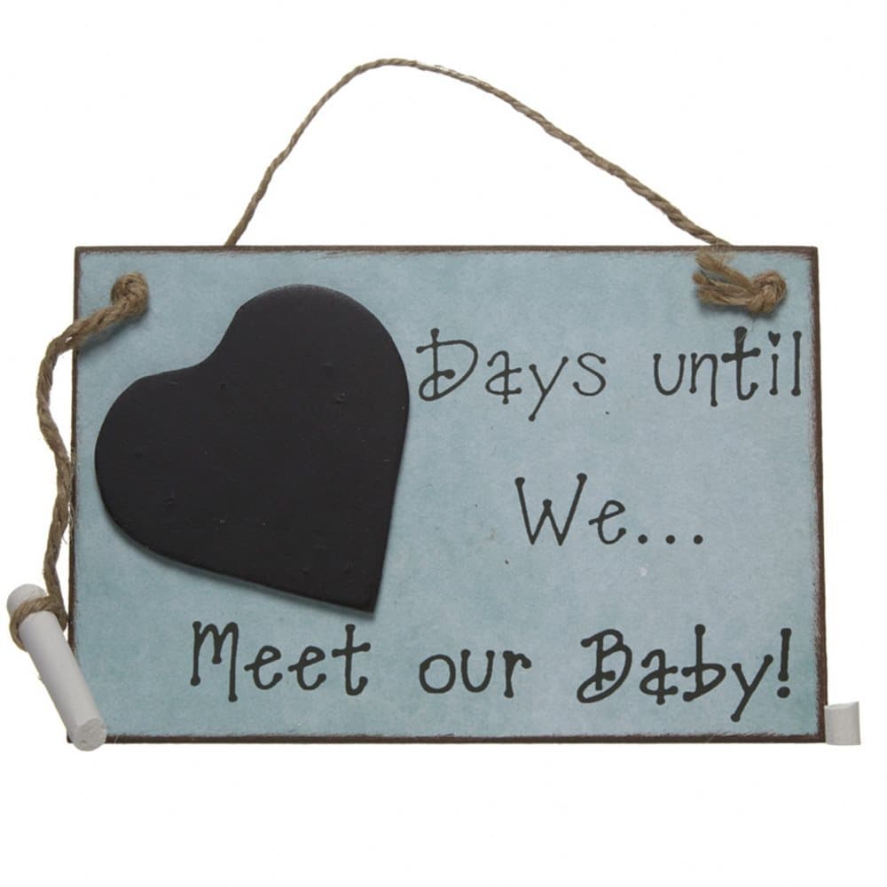 Wooden Days Until We Meet Our Baby Hanging Chalkboard