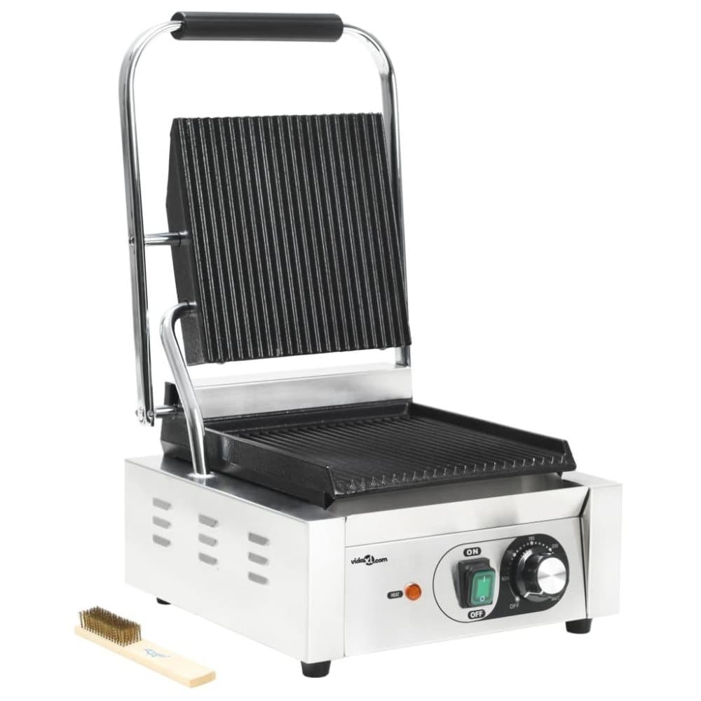 vidaXL Riflet paninigrill rustfritt stål 1800 W 32x41x19 cm