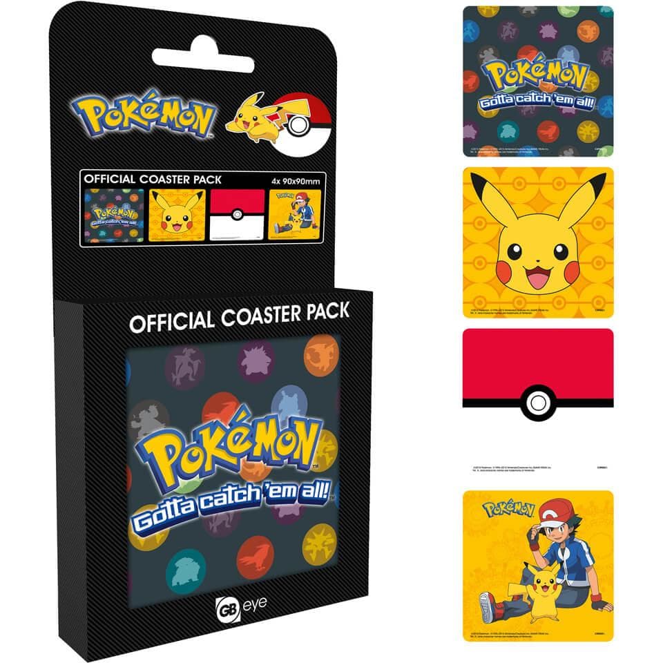 4-Pack Pokemon Official Coaster Pack 90x90mm