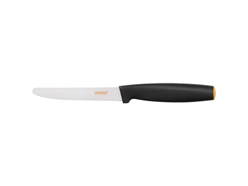 Fiskars 857104, Kockkniv, 12 cm, Rostfritt stål, Vit, Svart, 44 g