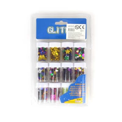 Glitter Paljetter 12 burkar