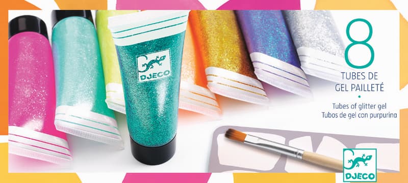 8 tubes of glitter gel, Djeco