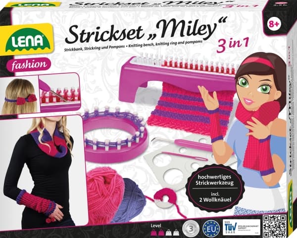 Lena Miley 3 in 1, Stickning, Stickmaskin för barn, Mode och design, Flicka, 8 År, Rosa, Violett