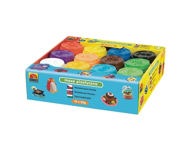 NEW 12 POTS OF COLOURFUL PLAY DOUGH MODELING CLAY 50g TUBS