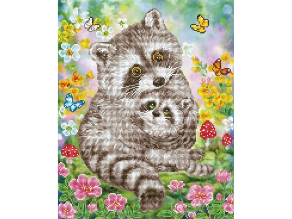 Diamond Dotz 42 x 52 cm - Søde Vaskebjørne