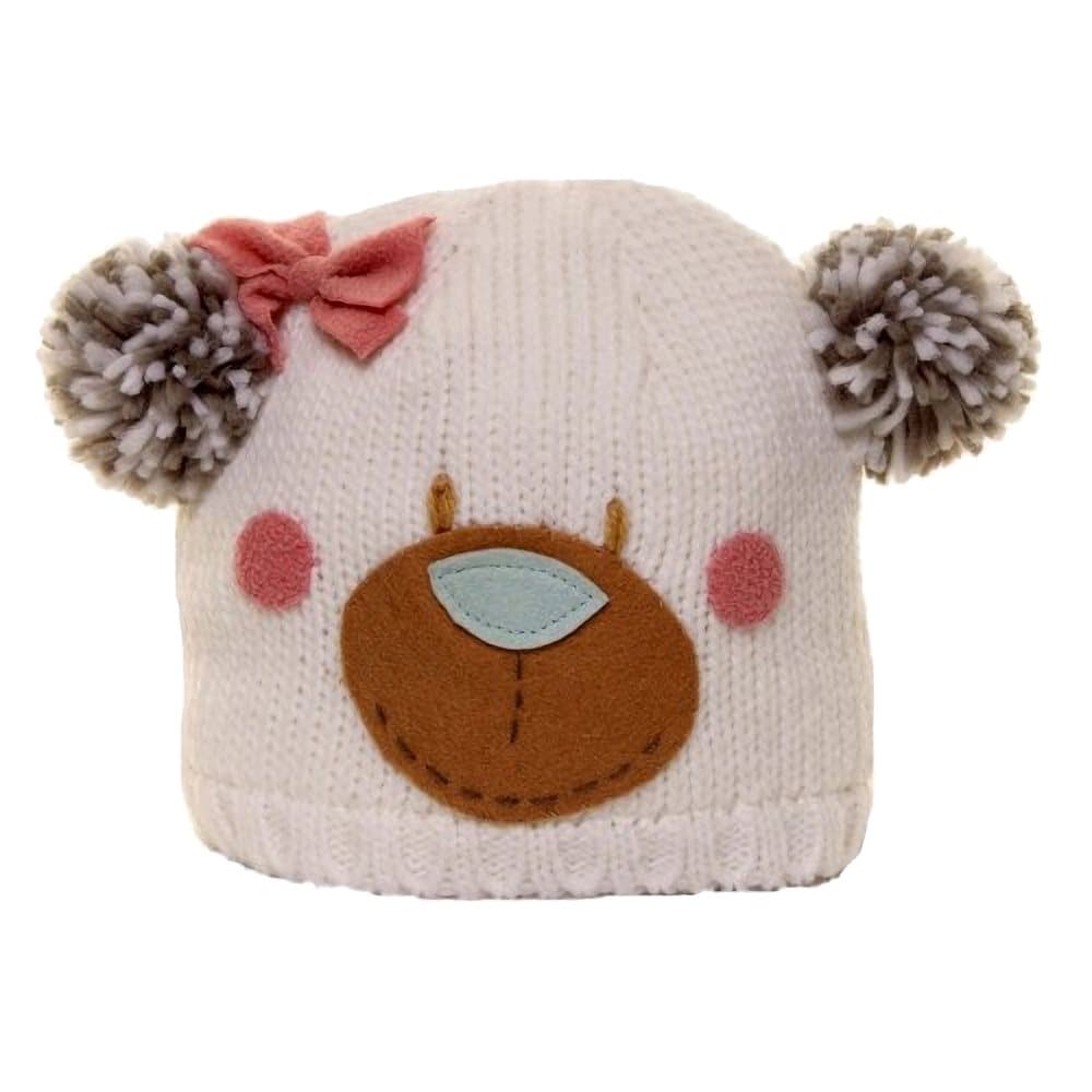 Childrens Girls Bear Design Knitted Winter Ski Hat