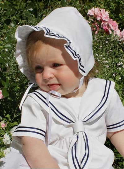 Christening bonnet in sailor look from Grace of Sweden