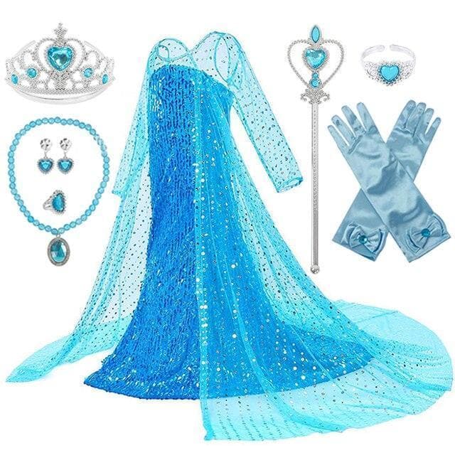 Frost Elsa Anna, klänning accessoarer barn strl.8