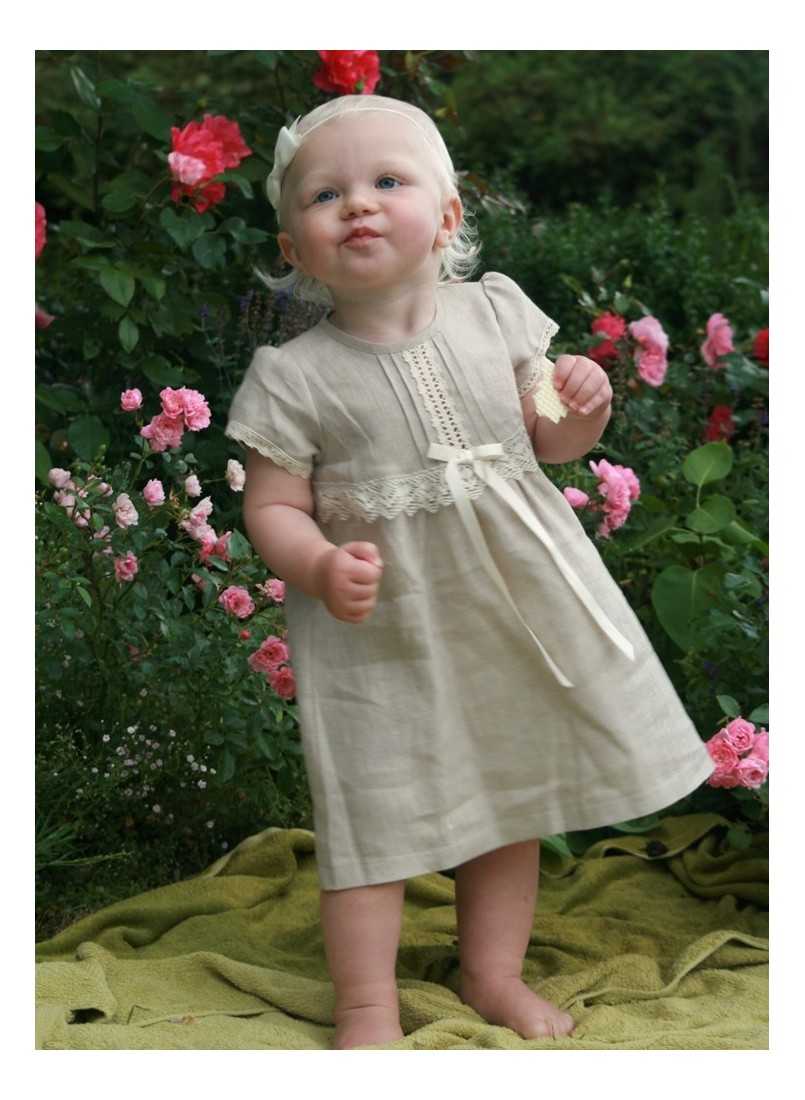 Special occasions linen with short sleeves for baby girls - Grace of Sweden