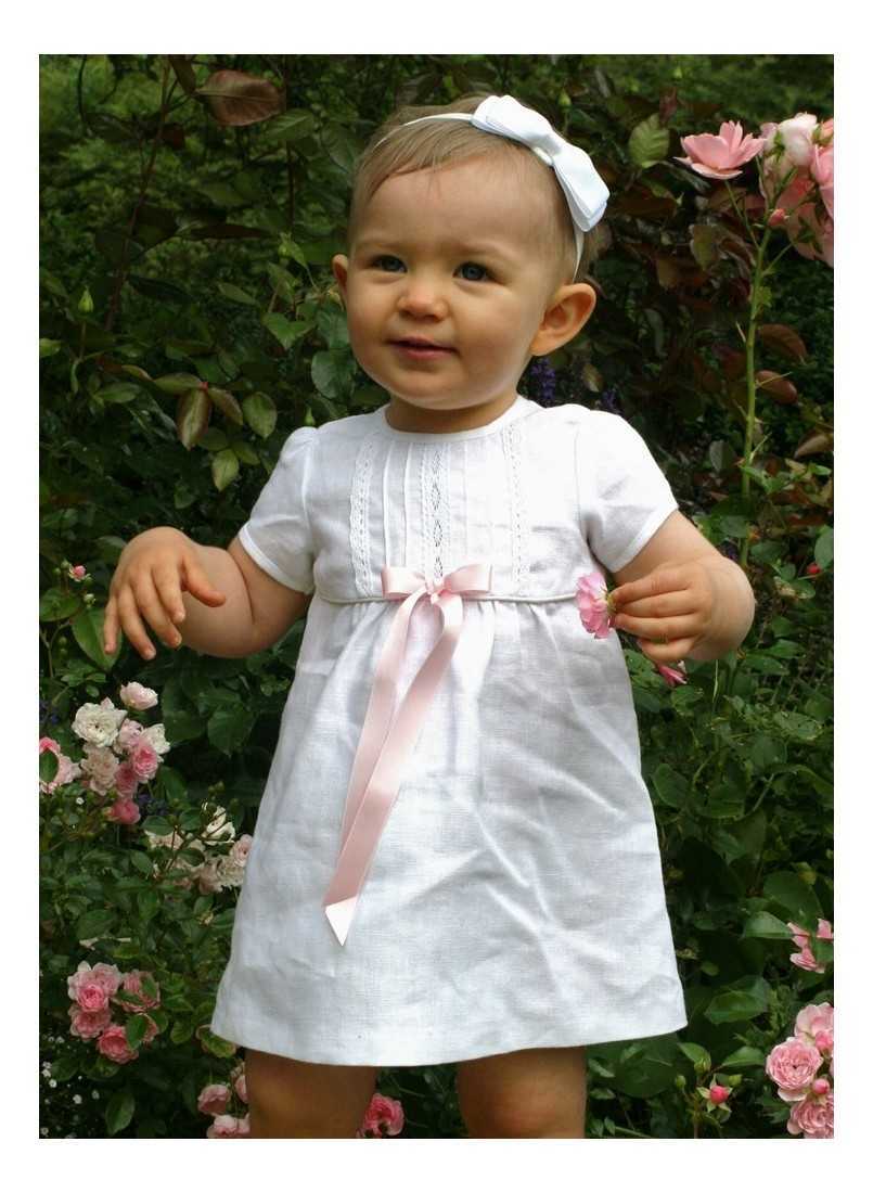 White Special occasion, after Christening dress in Linen