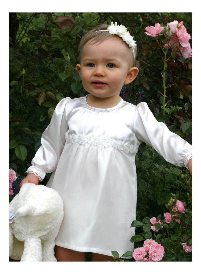 After Baptism dress with roses for babys, size 56 - 86