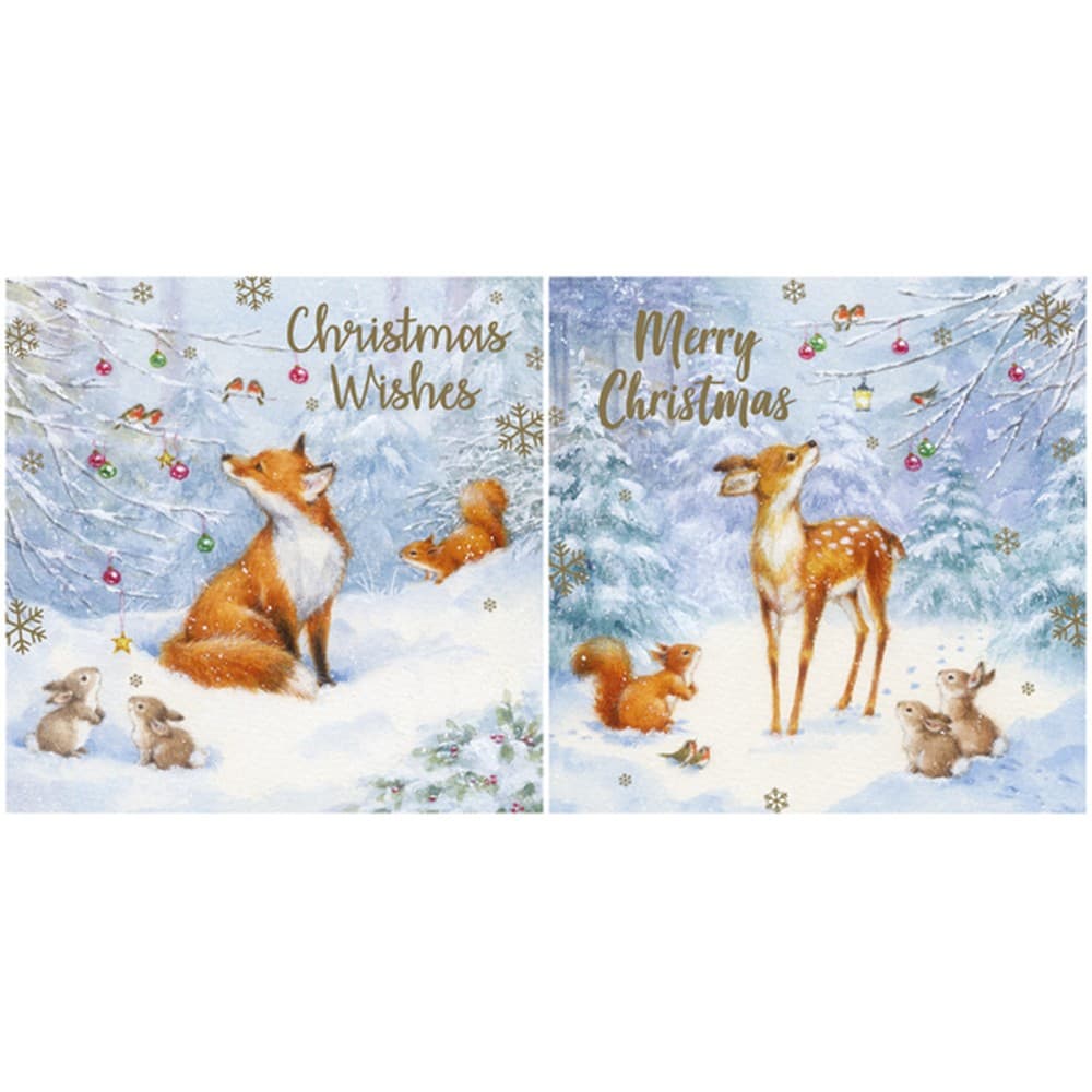 Eurowrap Fox and Deer Christmas Cards (24 x Pack of 12)