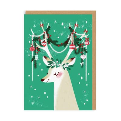 Ohh Deer Festive Antlers Christmas Greeting Card