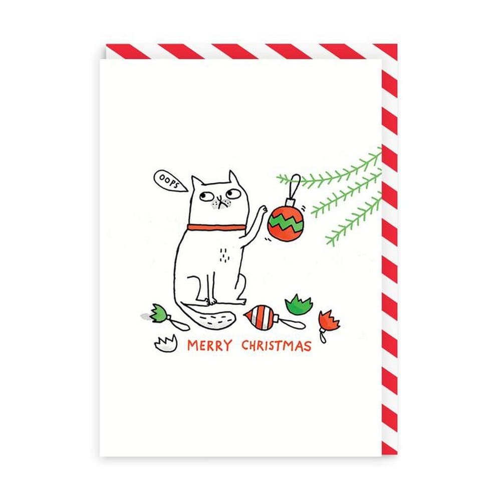 Ohh Deer Oops Cat Merry Christmas Card