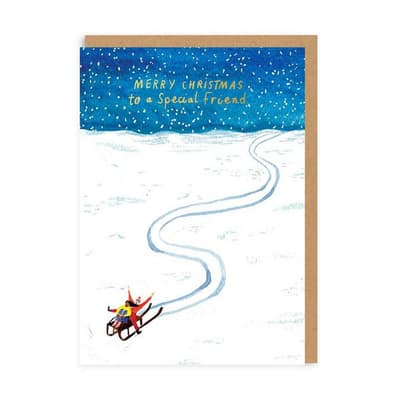 Ohh Deer Sledging Special Friend Christmas Card