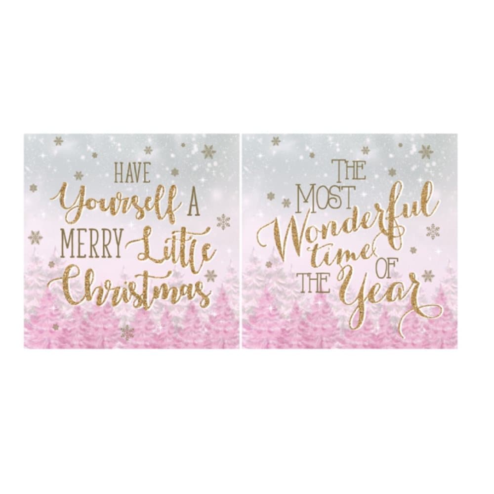 Eurowrap Christmas Acetate Cards With Pink Slogan Designs (Box With 24 Packs Of 12 Greetings Cards)