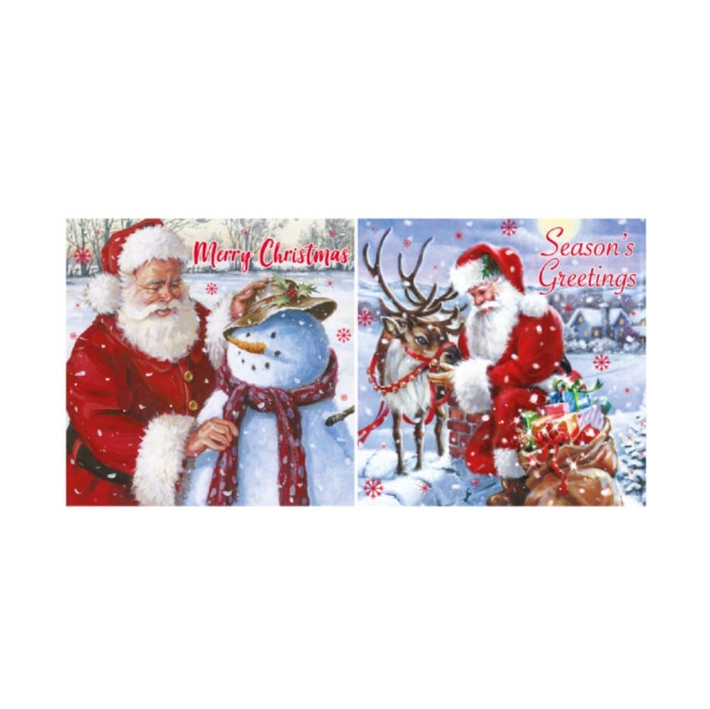 Eurowrap Christmas Acetate Cards With Santa Designs (Box With 24 Packs Of 12 Greetings Cards)