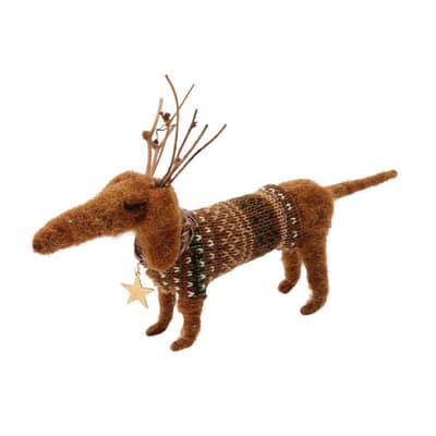 CGB Giftware Felt Dog With Antlers Decoration