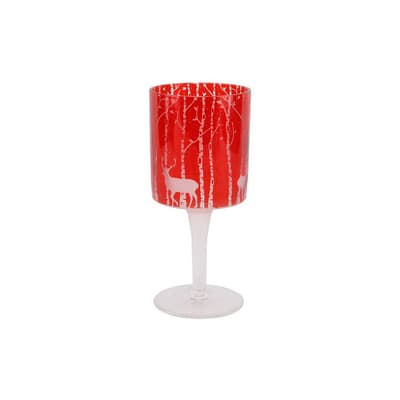 CGB Giftware Christmas Red Reindeer Forest Pedestal Tea Light Holder