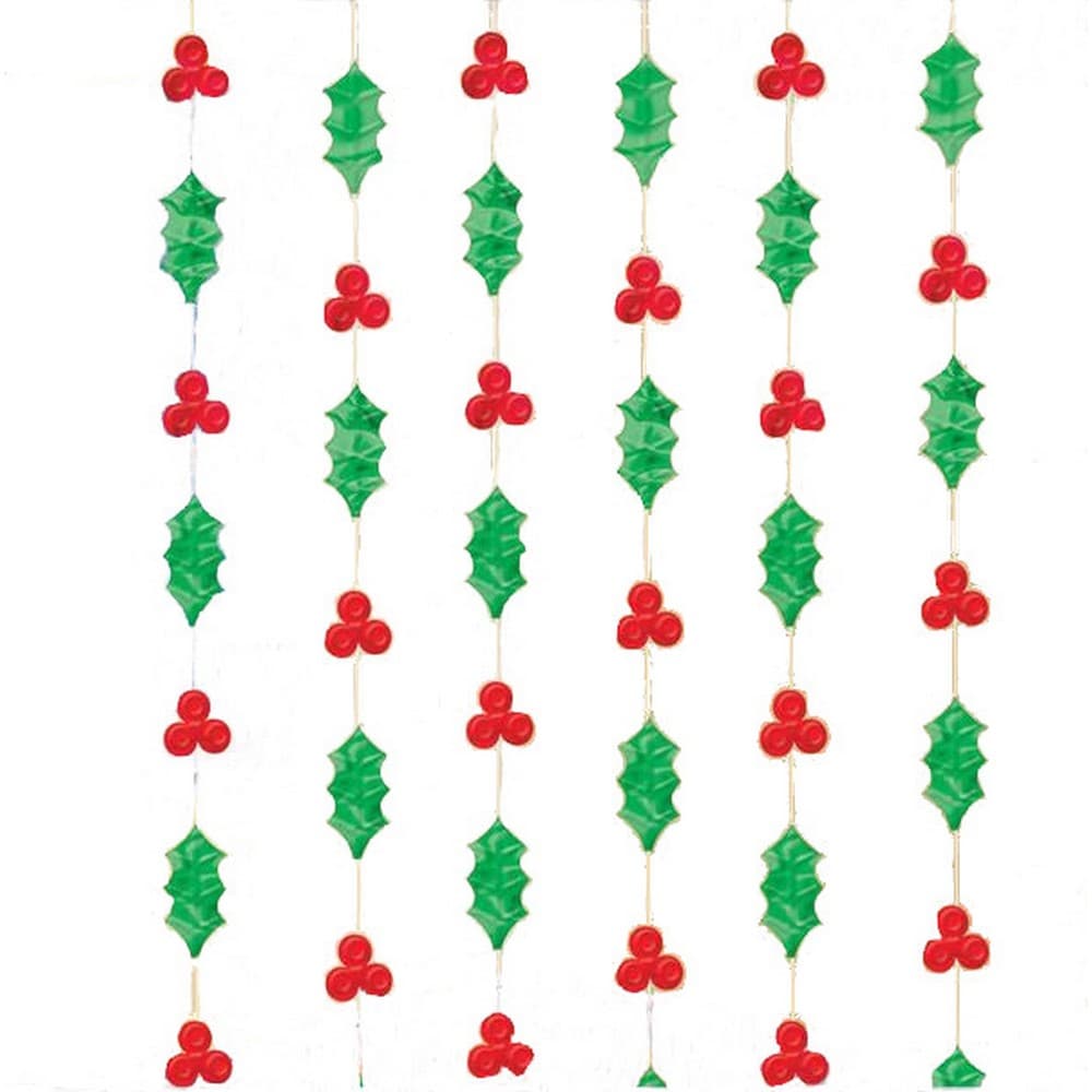 Amscan Hanging Foil Holly Leaves Decorations (Pack Of 6)