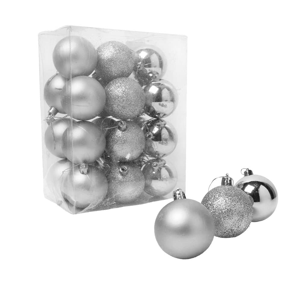 Christmas Shop Assorted Shatterproof 60mm Christmas Tree Bauble Set (24 Pack)