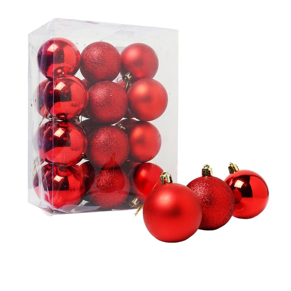 Christmas Shop Assorted Shatterproof 60mm Christmas Tree Bauble Set (24 Pack)