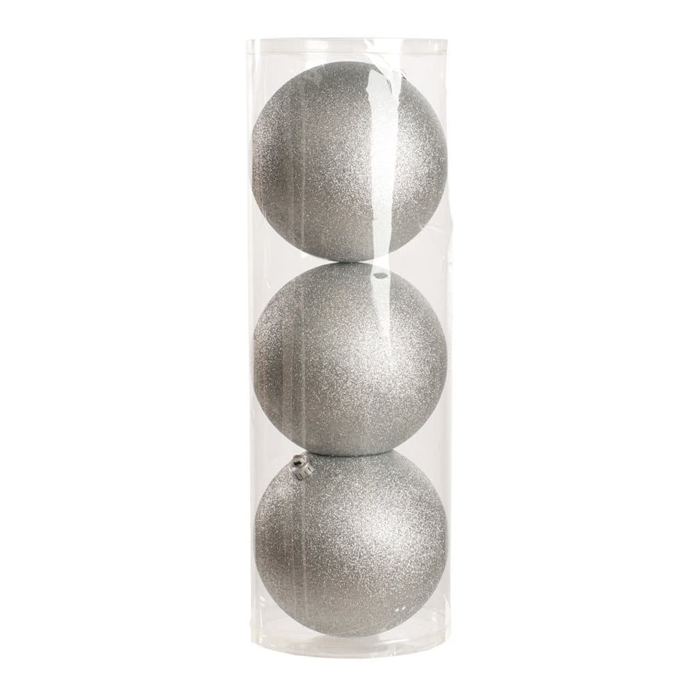 Christmas Shop Glitter Baubles In Drum (Set Of 3)
