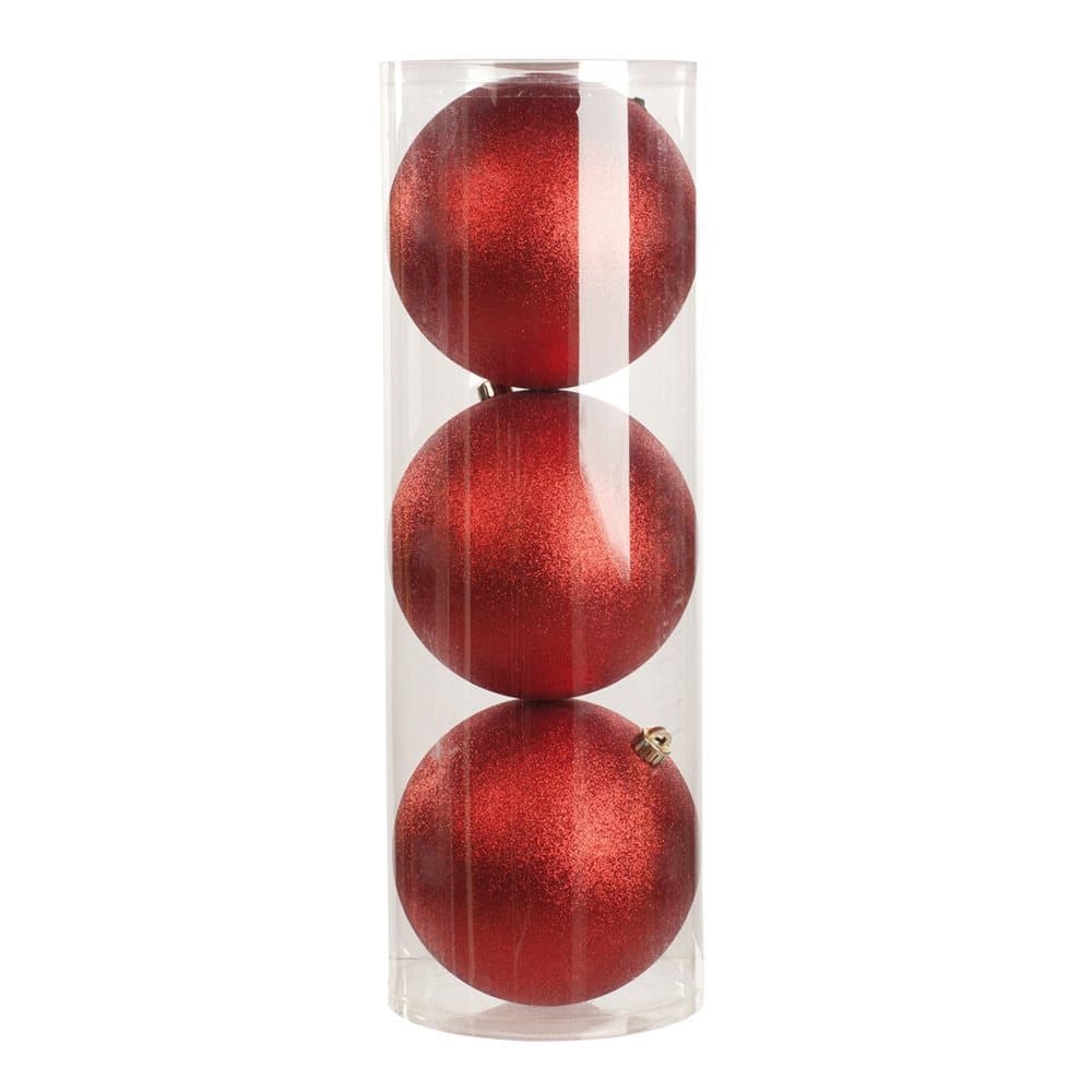 Christmas Shop Glitter Baubles In Drum (Set Of 3)